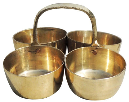 Brass Chokta Small 4 Bowl Combined - 3.4*3.4*2.2 inch (Z142 C)