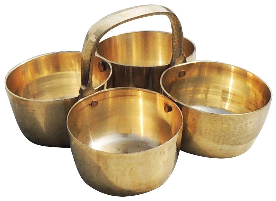 Brass Chokta Small 4 Bowl Combined - 3.6*3.6*2.3 inch (Z142 D)