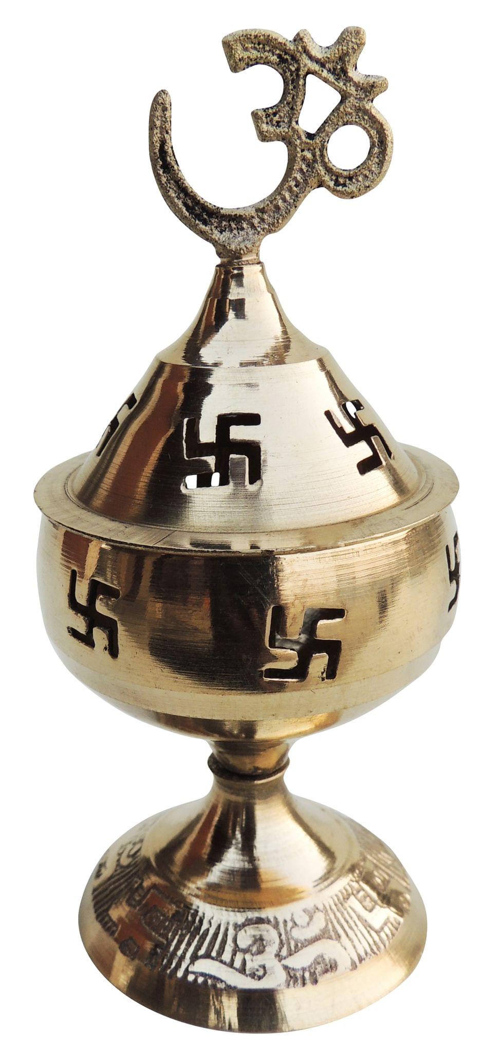 Brass Table Decor Oil Lamp Om Pakija Deepak - 2.6*2.6*3 inch (Z164 C)