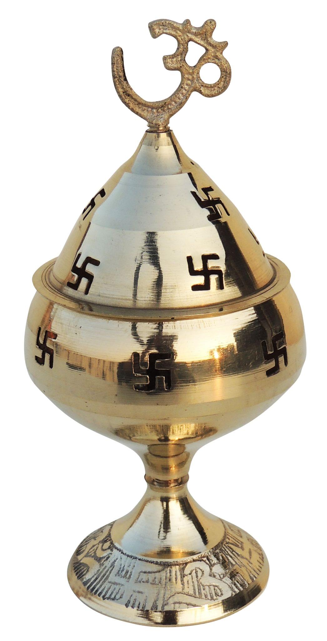 Brass Table Decor Oil Lamp Om Pakija Deepak - 2*2*3.5 inch (Z164 D)