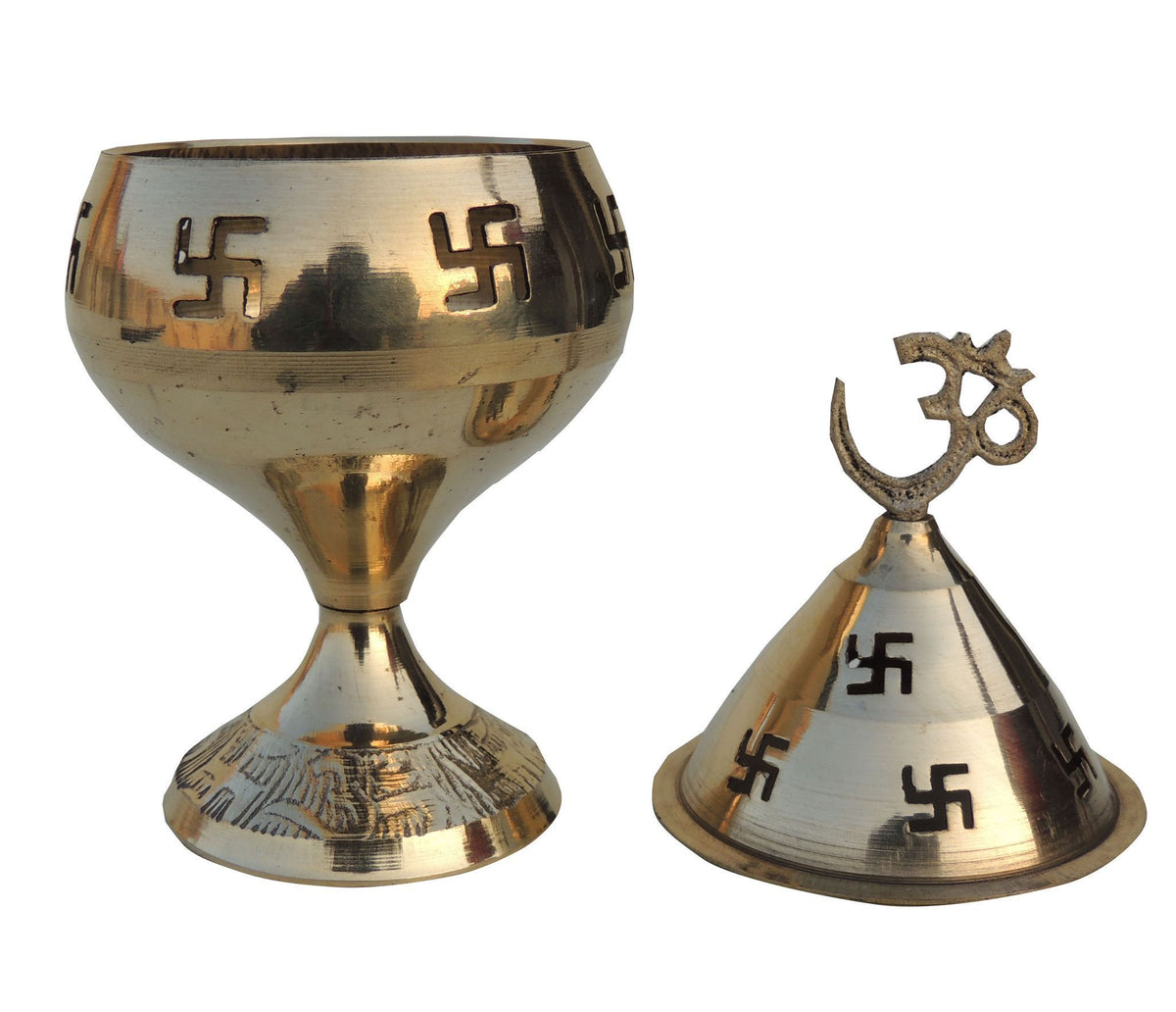 Brass Table Decor Oil Lamp Om Pakija Deepak - 3.2*3.2*5.3 inch (Z164 H)