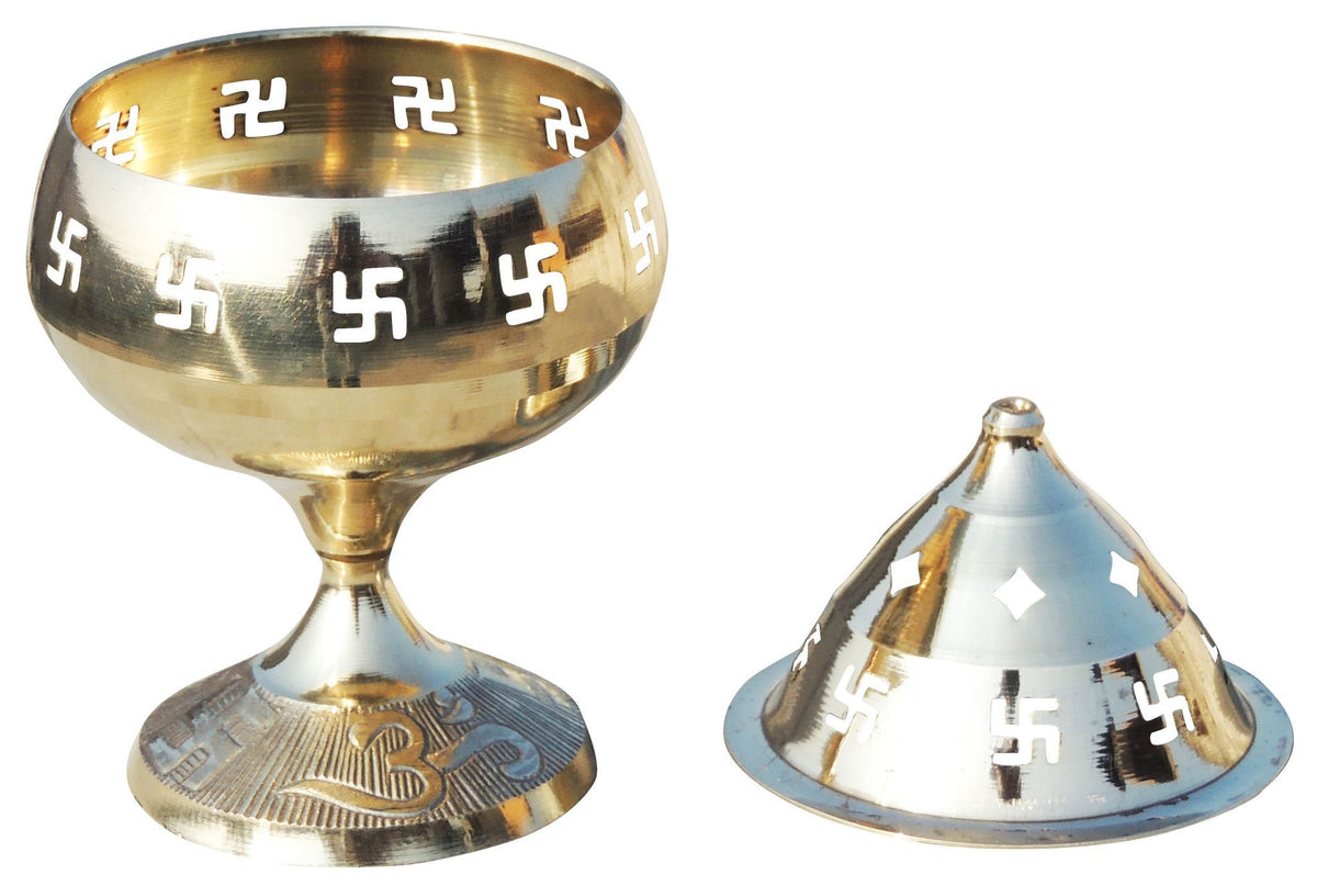 Brass Table Decor Oil Lamp Om Pakija Deepak - 3.6*3.6*7.5 inch (Z164 K)