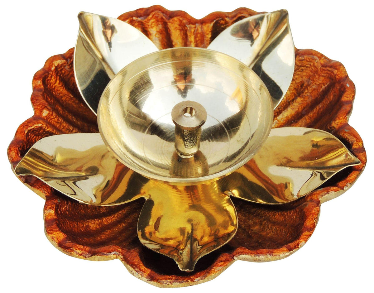 Brass Table Decor Oil Lamp Brass Deepak - 3.8*3.8*1 inch (Z170 B)