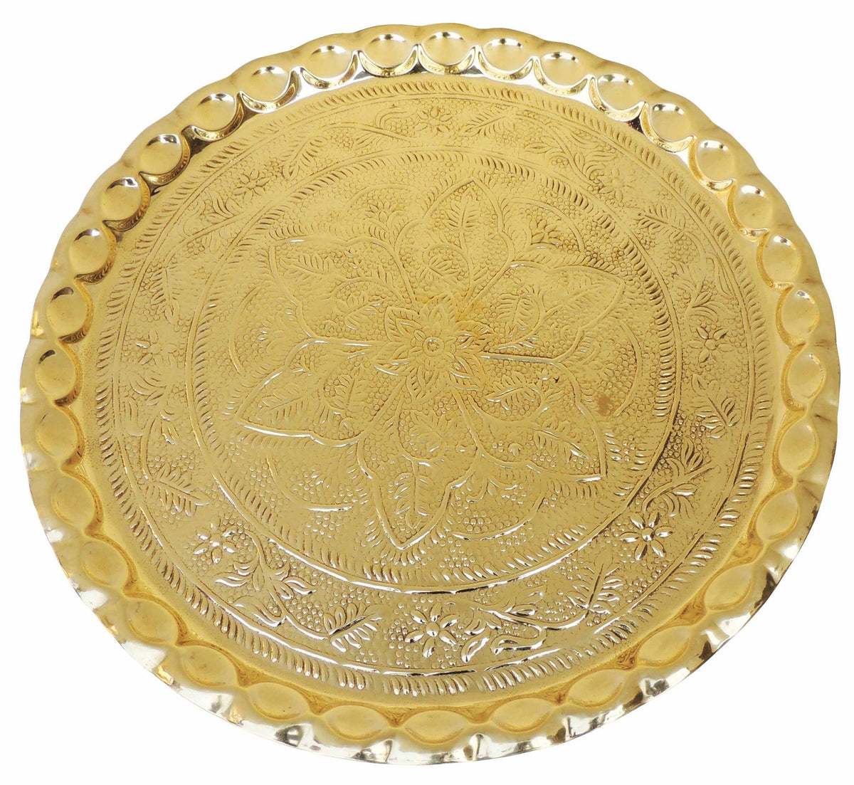 Brass Thali EM _1.32 Kg - 19.8*19.8*1 inch (Z203 C)