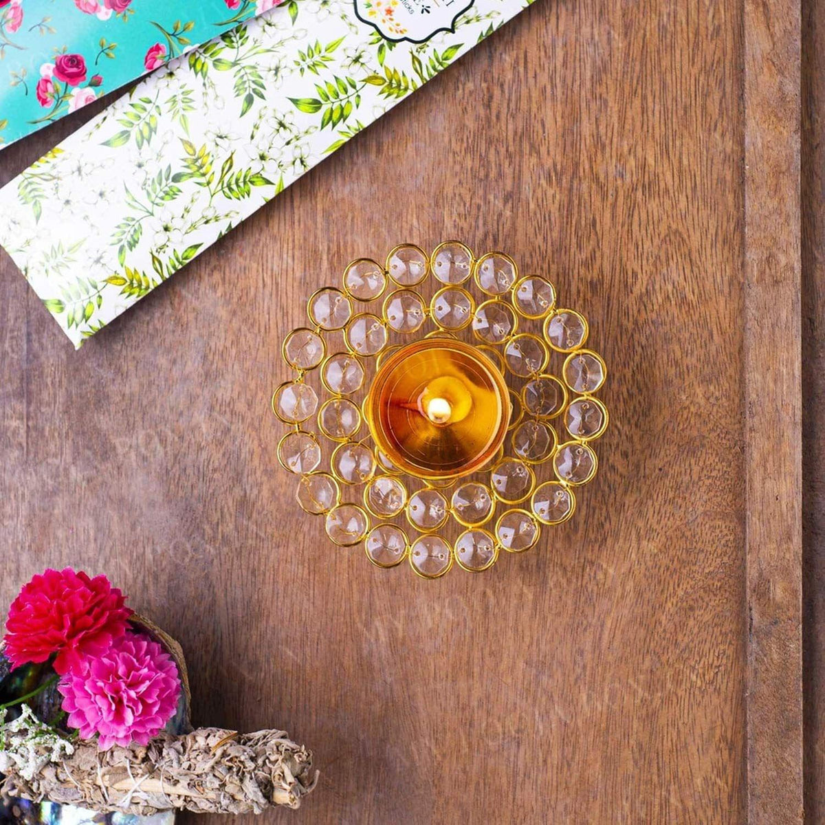 Round Crystal Diya No. 3 - 6*6*2 inch (Z217 C)
