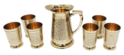 Brass Glass Lemon Set 1 Jug And 6 Glass (Z234 A)