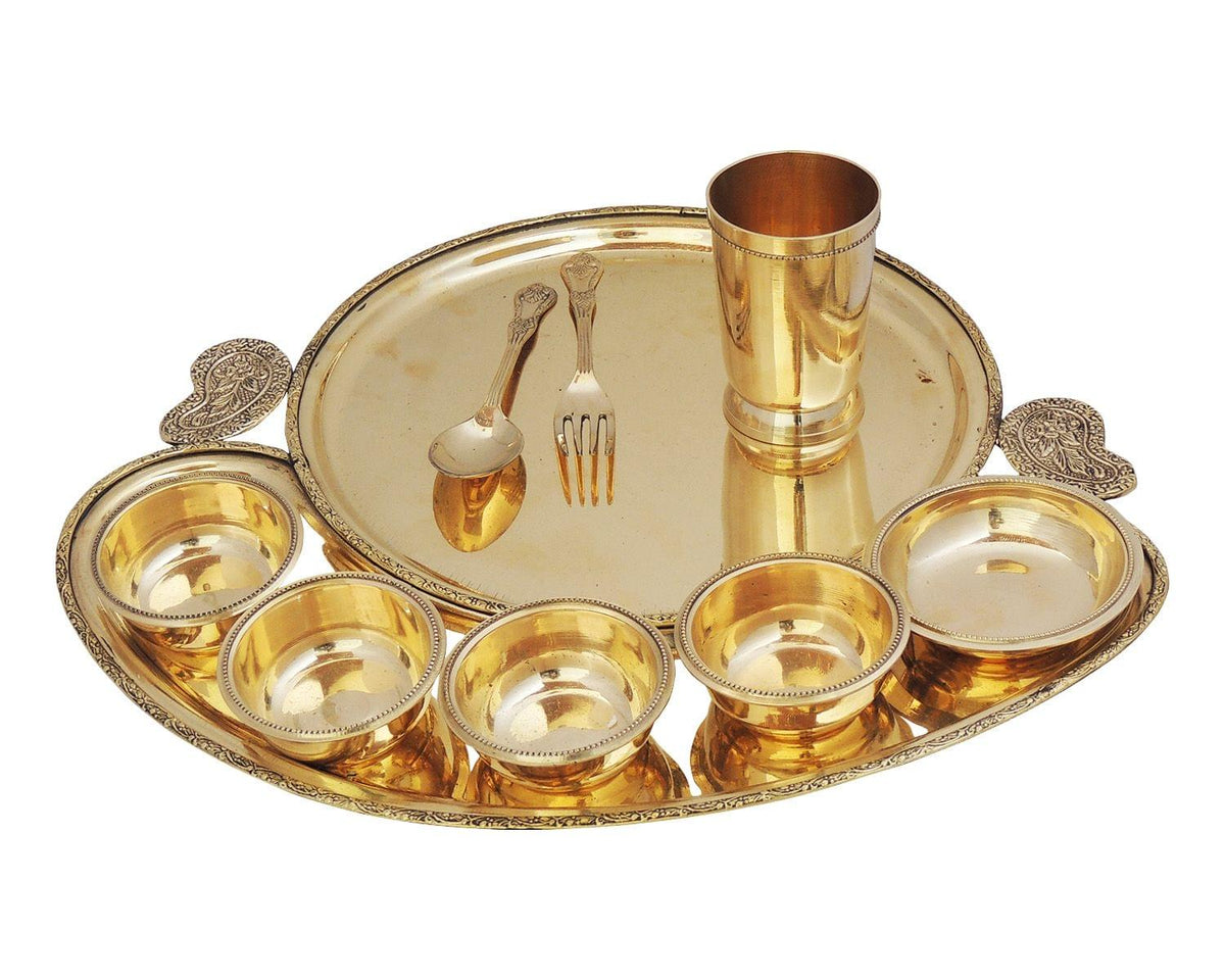 Brass Maharaja Bhojan Thali Set - 16 inch (Z261 A)