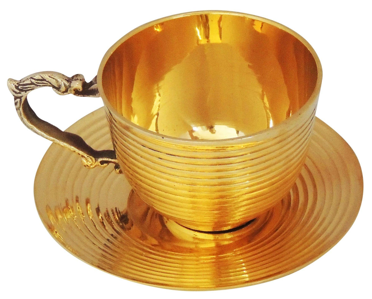 Brass Cup And Saucer Set - 110 Ml - 4.5*4.5*2.5 inch (Z272 C)
