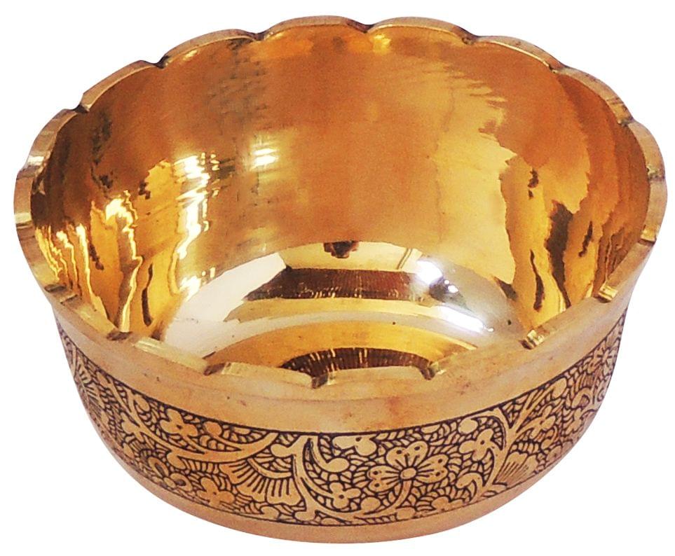 Brass Bowl Katori Flower Design - 4*4*2 inch (Z275 A)