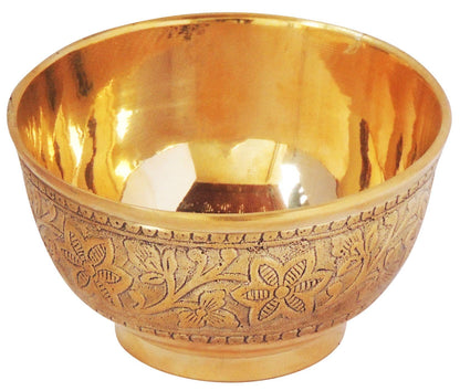Brass Bowl Katori Embose Design - 4*4*2.2 inch (Z276 A)