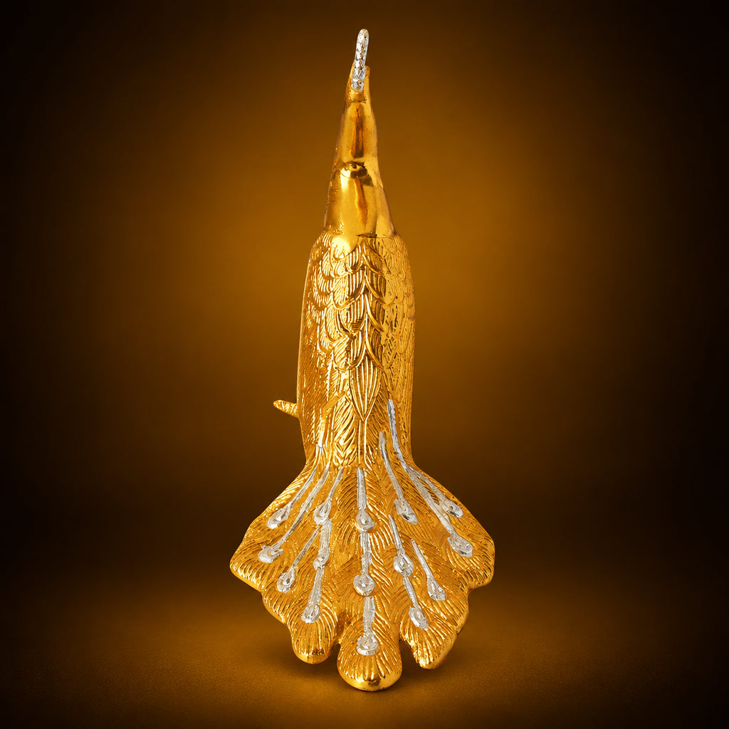 Aluminium Peacock With Gold And Silver Finish - 11.6*5*8.2 Inch (Z344 C)