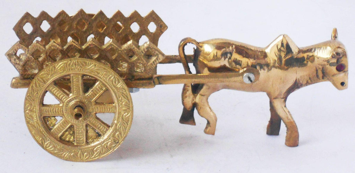 Brass Showpiece Bull Cart Statue  - 8.5*3.8*3.5 inch (Z356 C)