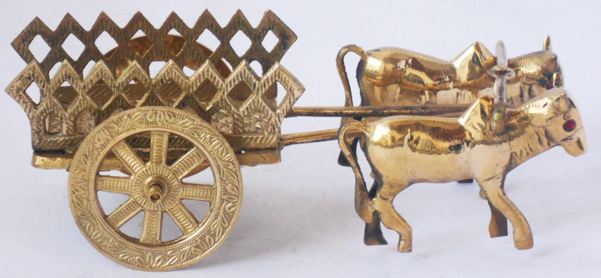 Brass Showpiece Bull Cart Statue  - 10*4*3.5 inch (Z356 D)