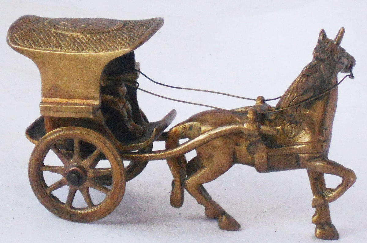 Brass Showpiece Hourse Cart Statue  - 6*3.5*3.2 inch (Z361 C)