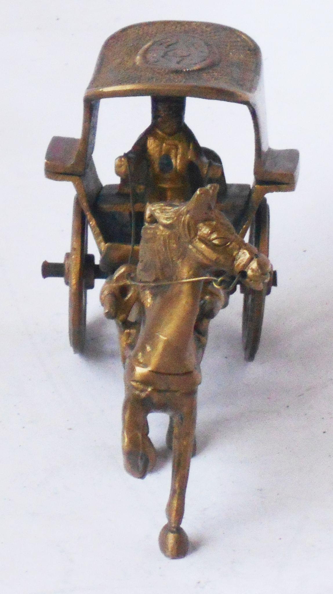 Brass Showpiece Hourse Cart Statue  - 6*3.5*3.2 inch (Z361 C)