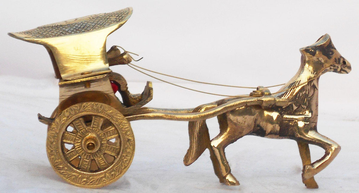 Brass Showpiece Hourse Cart Statue  - 8*3*3.5 inch (Z367 E)
