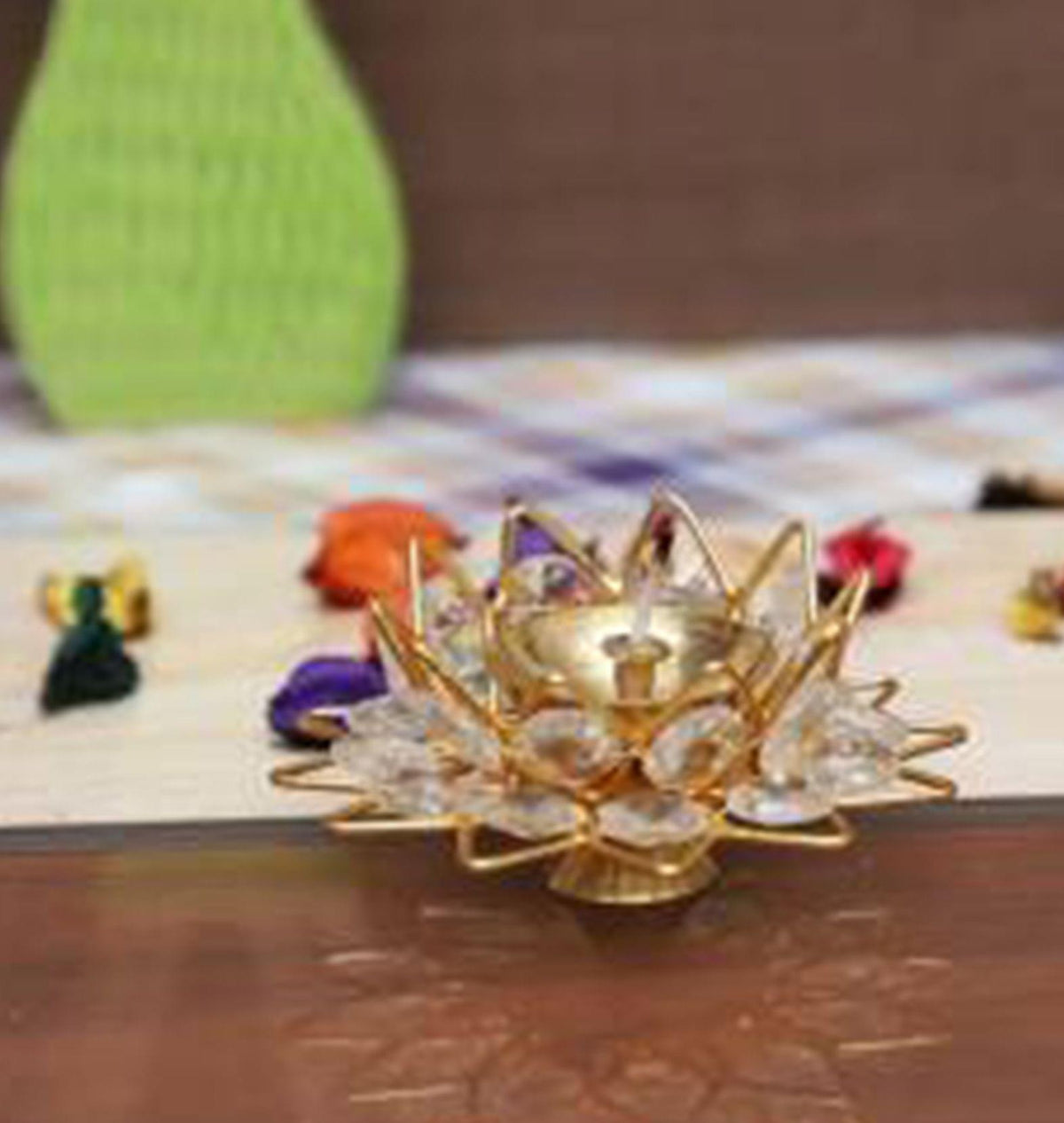 Brass Fancy Bowl Crystal Deepak No. 1 - 3.7*3.7*2 inch (Z423 A)