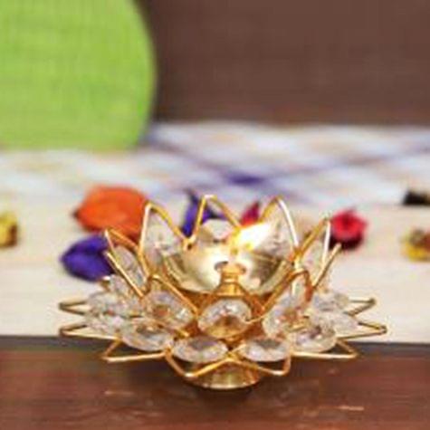 Brass Fancy Bowl Crystal Deepak No. 1 - 3.7*3.7*2 inch (Z423 A)