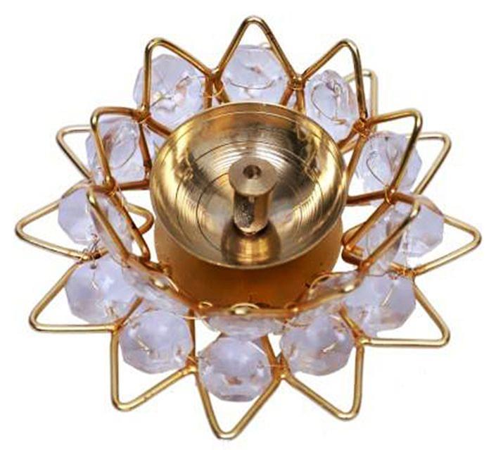 Brass Fancy Bowl Crystal Deepak No. 1 - 3.7*3.7*2 inch (Z423 A)