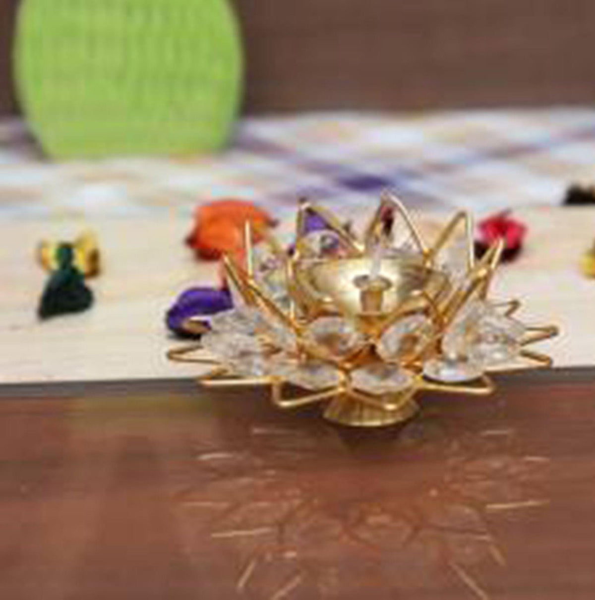 Brass Fancy Bowl Crystal Deepak No. 2 - 4*4*2.1 inch (Z423 B)