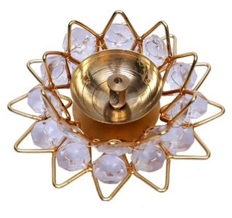 Brass Fancy Bowl Crystal Deepak No. 2 - 4*4*2.1 inch (Z423 B)