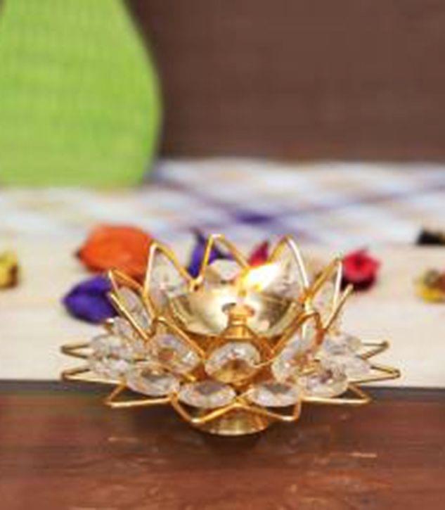 Brass Fancy Bowl Crystal Deepak No. 3 - 4.4*4.4*2 inch (Z423 C)