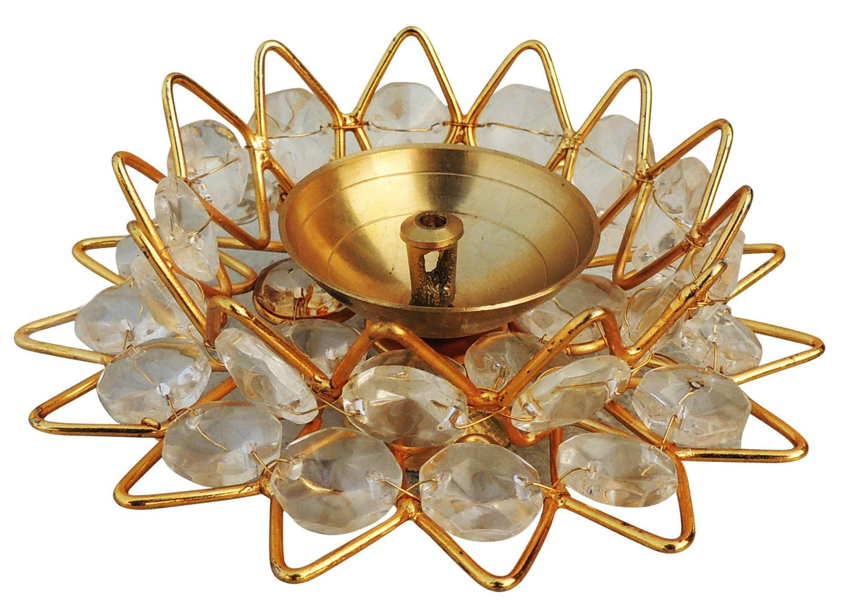 Brass Fancy Bowl Crystal Deepak No. 3 - 4.4*4.4*2 inch (Z423 C)
