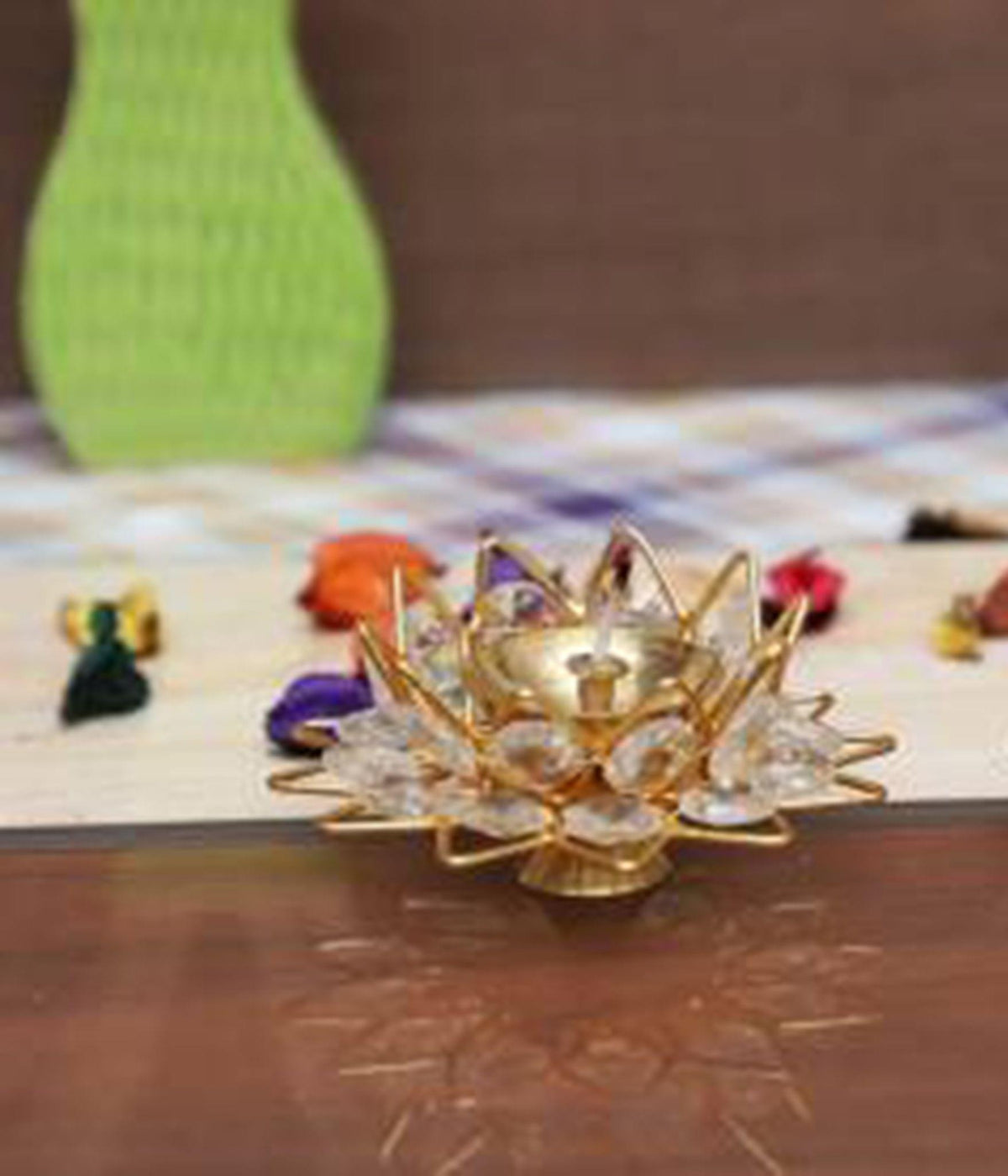 Brass Fancy Bowl Crystal Deepak No. 4 - 5.1*5.1*2 inch (Z423 D)