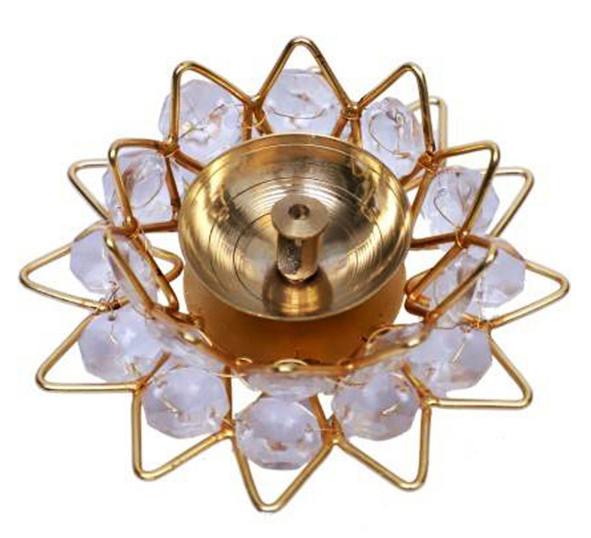 Brass Fancy Bowl Crystal Deepak No. 4 - 5.1*5.1*2 inch (Z423 D)