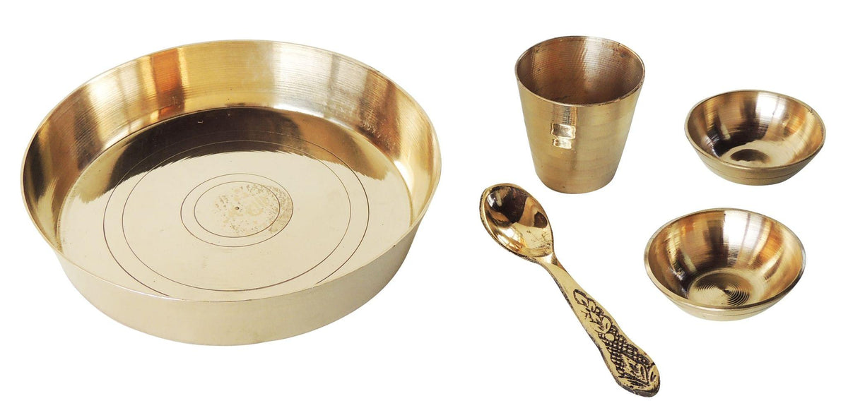 Brass Laddu Gopal Thali Set - 5*5*1.5 inch (Z460 G)