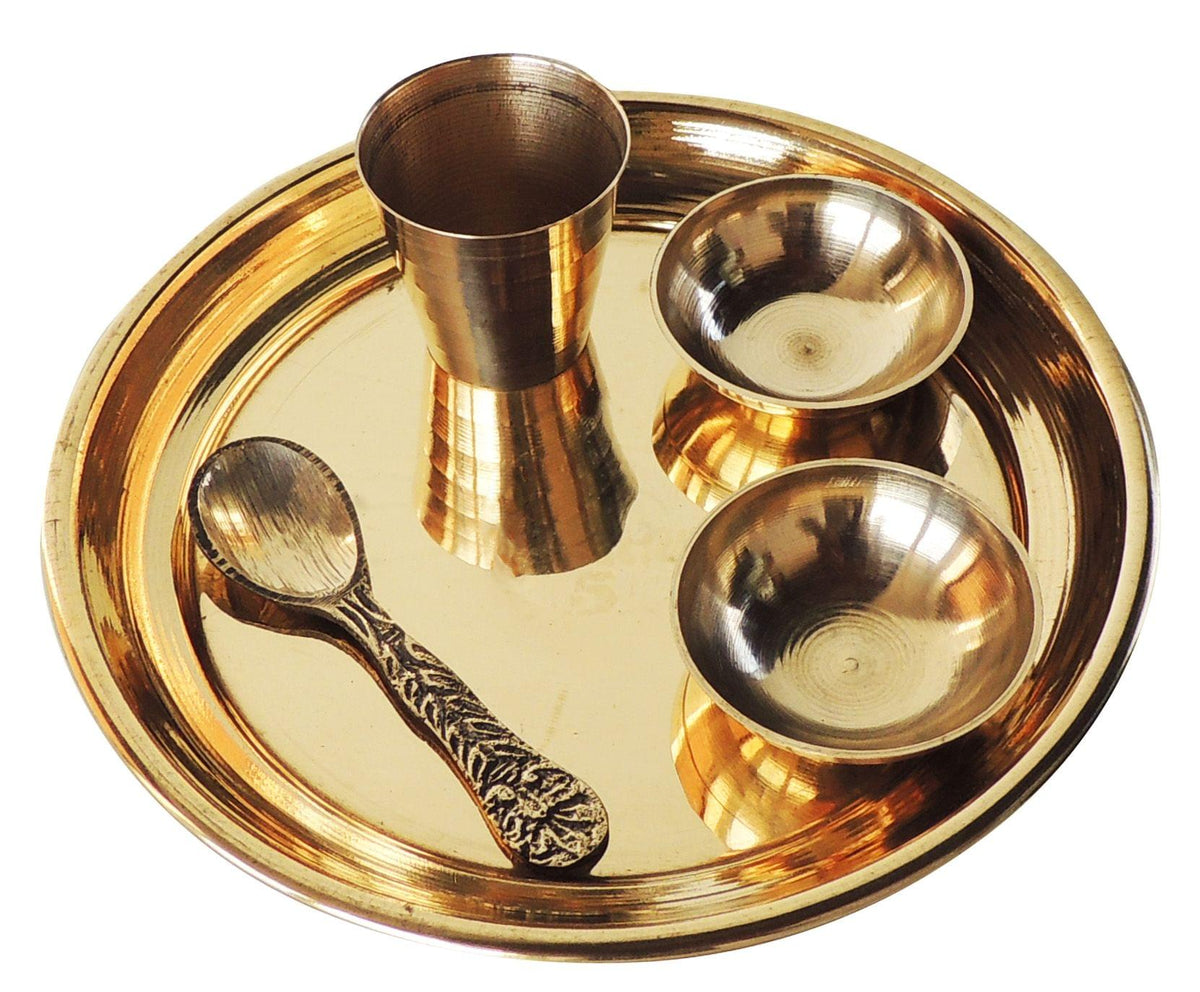 Brass Laddu Gopal Thali Set - 4.5*4.5*1.1 inch (Z461 D)