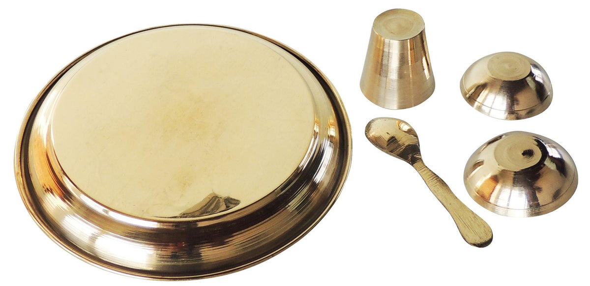 Brass Laddu Gopal Thali Set - 4.5*4.5*1.1 inch (Z461 D)