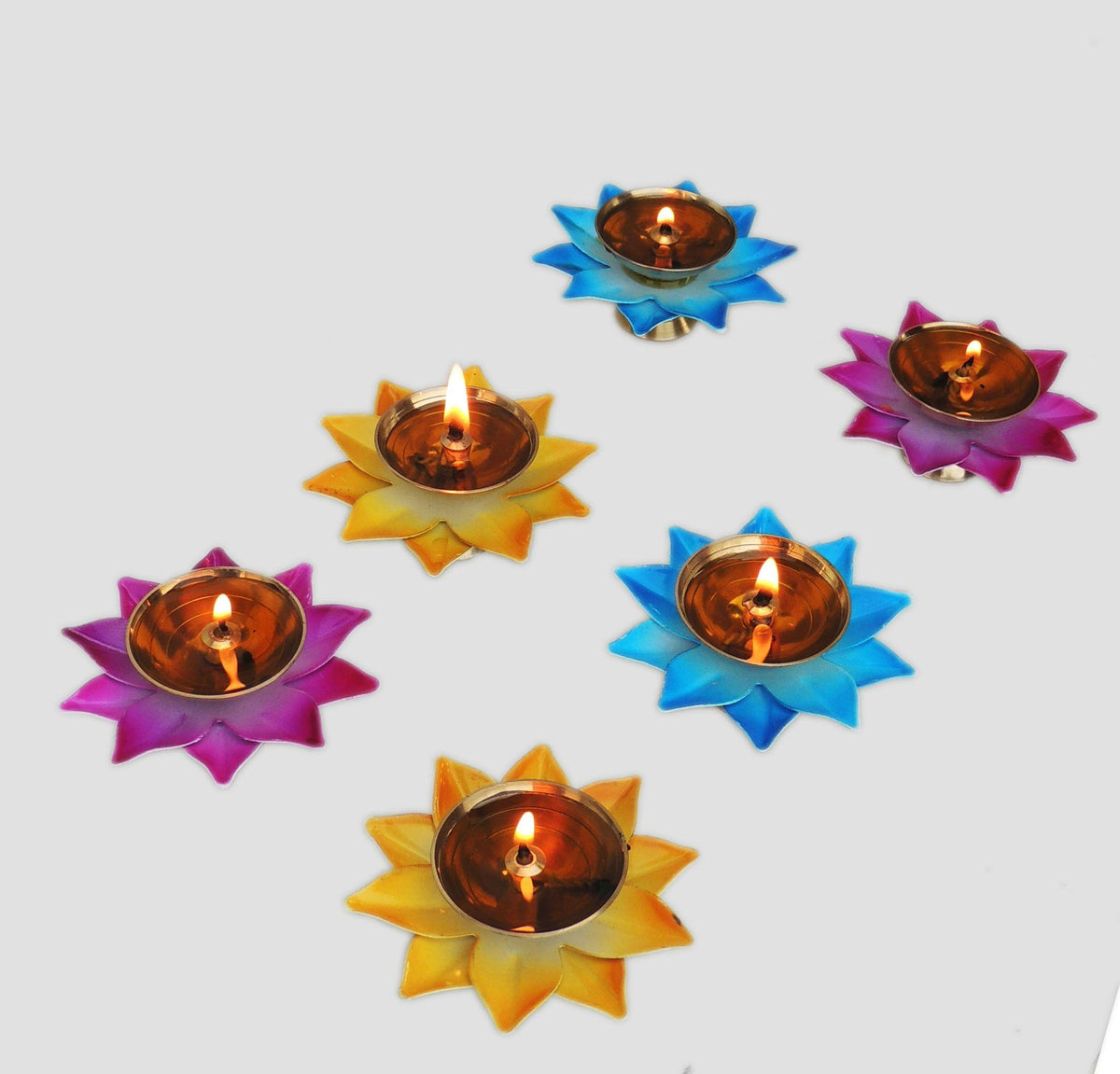 Brass Colourful Deepak 3 inch - (Z532 A)