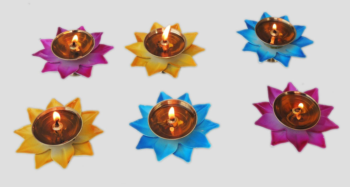 Brass Colourful Deepak 3 inch - (Z532 A)