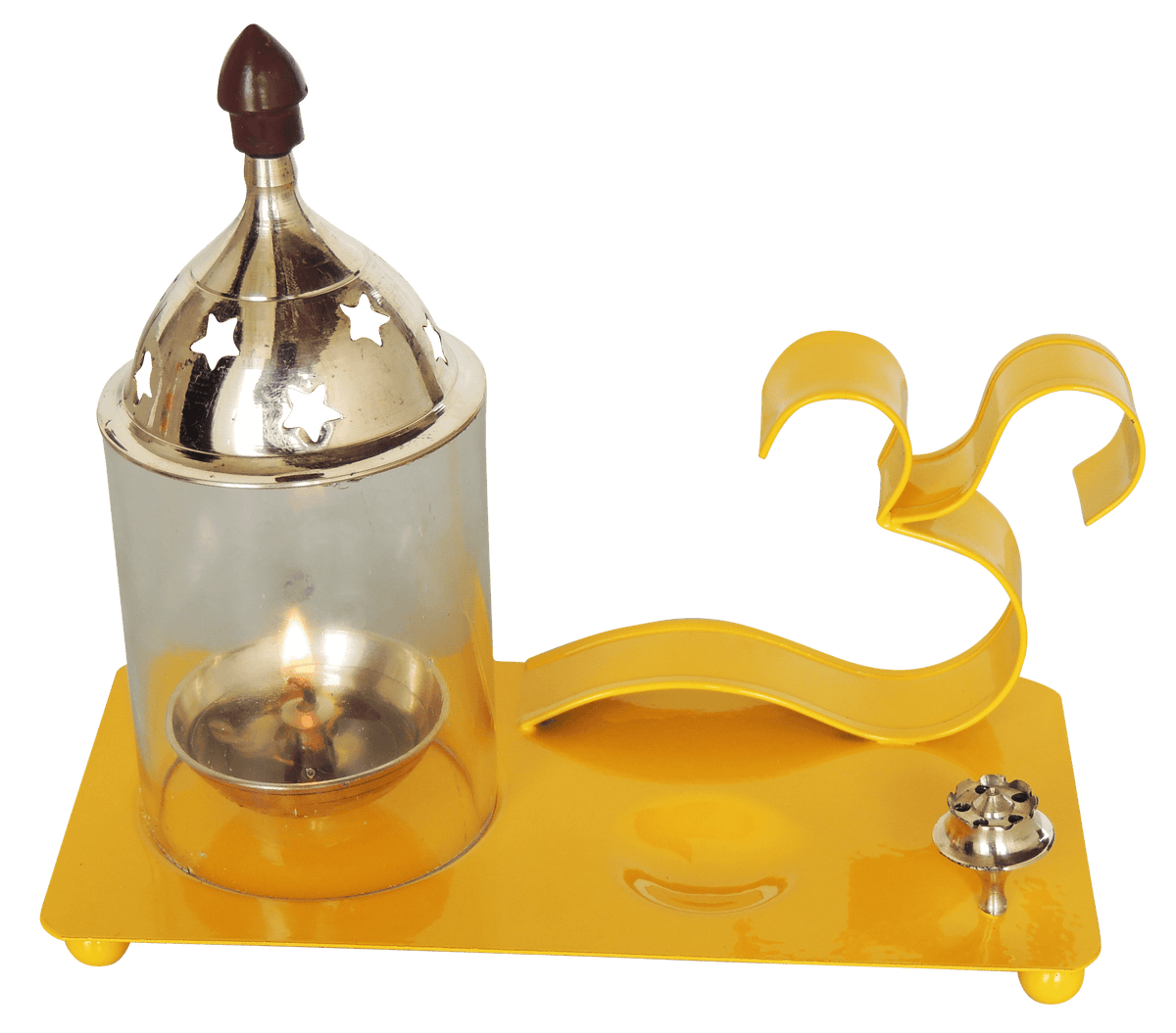 Iron & Brass Om Chimney Deepak yellow No. 2 -7*3.5*6.5 Inches (Z513 Y)