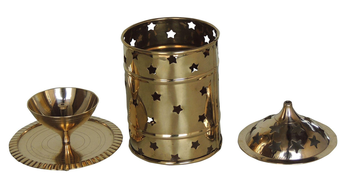 Brass Table Decor Oil Lamp, Deepak - 4.5*4.5*7.2 Inch (Z539 D)