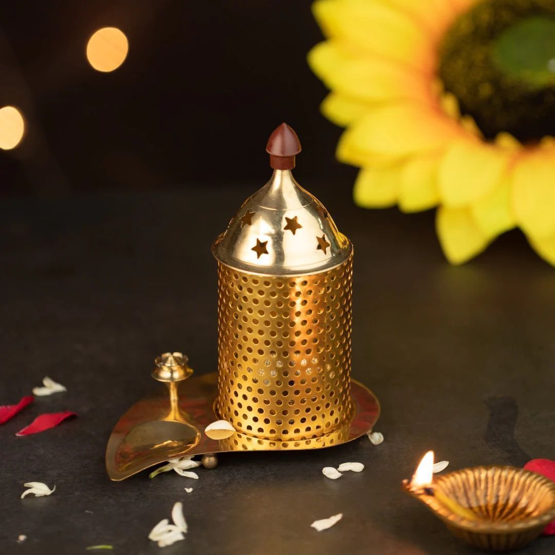 Brass Table Decor Oil Lamp, Deepak - 5*3*4.5 Inch (Z543 A)