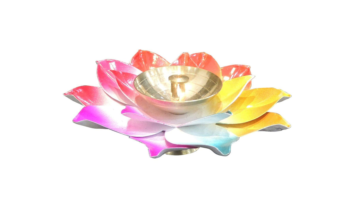 Brass decorative colourful Deepak -4*4*1.2 Inch (Z567 C)