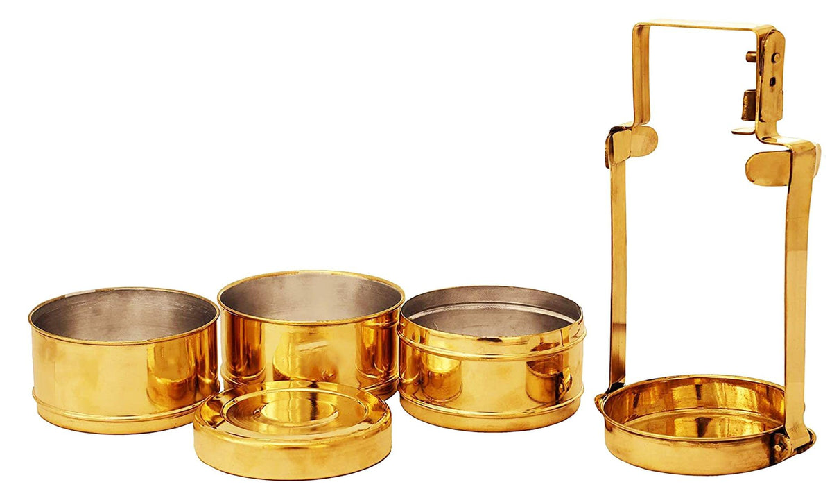 Brass Lunch Box, Tiffin Box - 5*5*11 Inch (Z575 C)