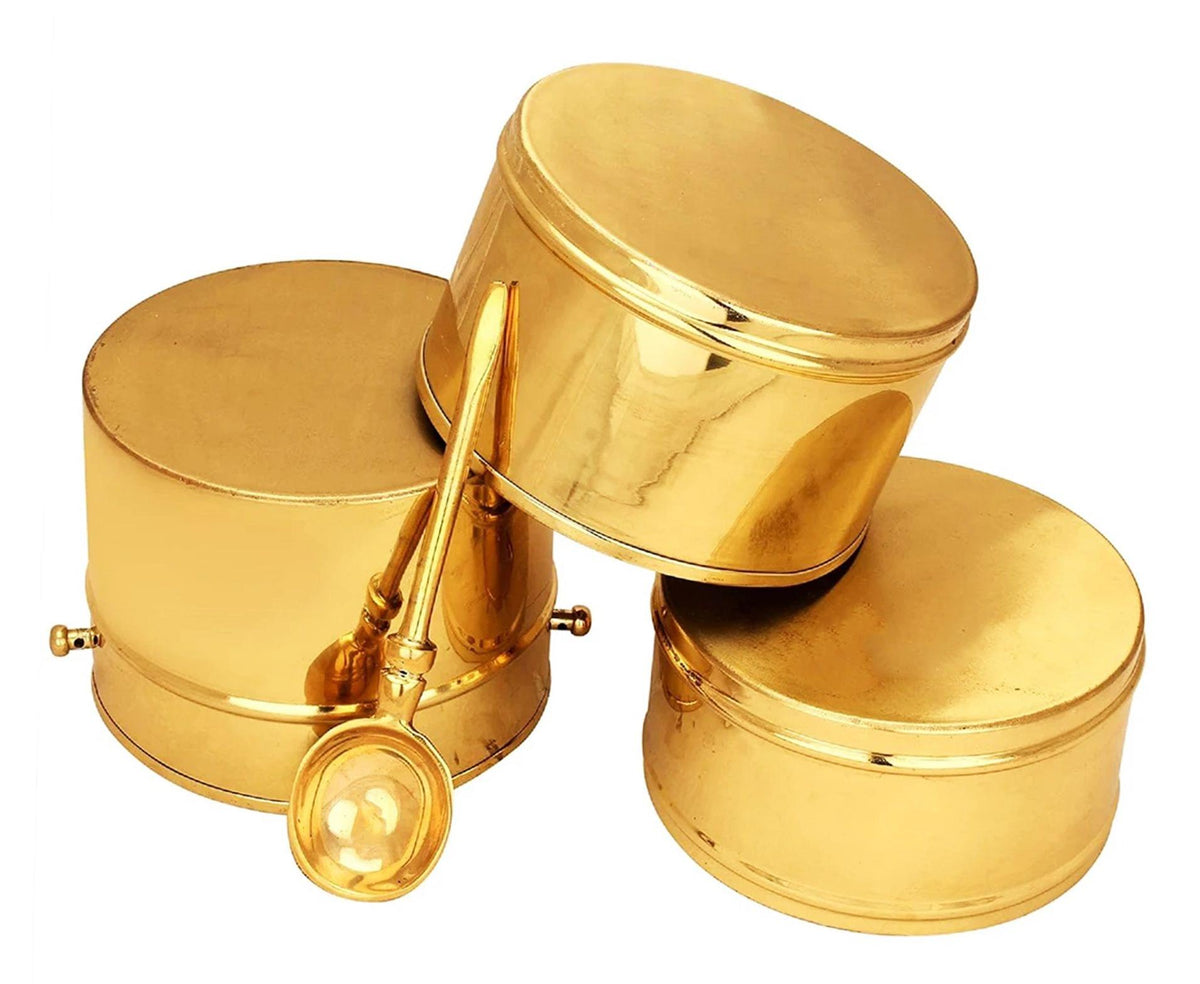 Brass Lunch Box, Tiffin Box - 5*5*13.5 Inch (Z575 D)