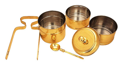 Brass Lunch Box, Tiffin Box - 5*5*13.5 Inch (Z575 D)
