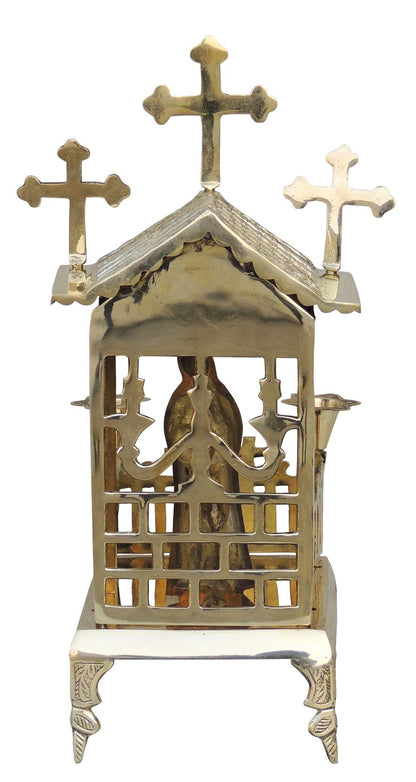 Brass Mary Statue Church with Candle Stand - 7*6*15.5 (Z576 F)