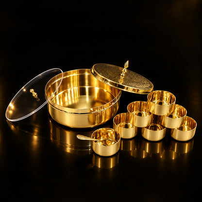 Handcrafted Brass Spice Box Masala Box Set With Spoon (Z585 A)