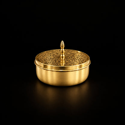 Handcrafted Brass Spice Box Masala Box Set With Spoon (Z585 A)