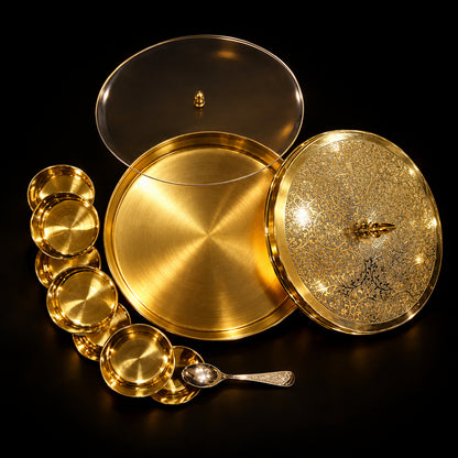Handcrafted Brass Spice Box Masala Box Set With Spoon (Z585 B)