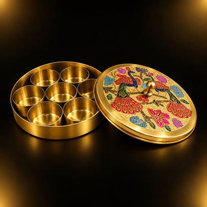 Brass Decorative Spice, Masala Box (Z585 N)