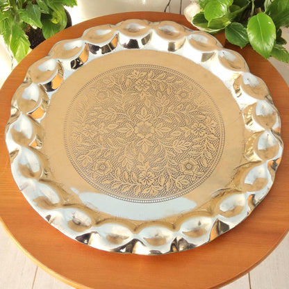 Brass Plate With Flower Design - 9.5*9.5*0.5 Inch (Z587 C)