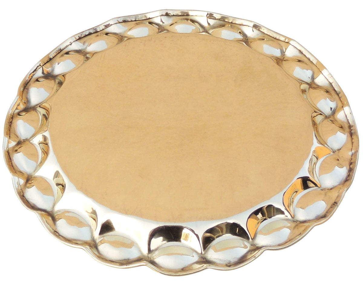 Brass Plate With Flower Design - 9.5*9.5*0.5 Inch (Z587 C)