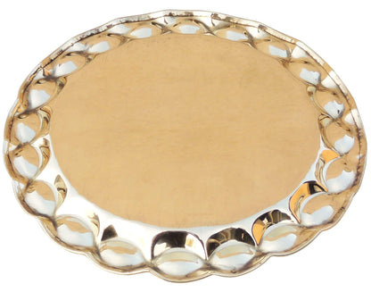 Brass Plate With Flower Design - 9.5*9.5*0.5 Inch (Z587 C)