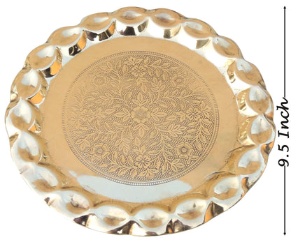 Brass Plate With Flower Design - 9.5*9.5*0.5 Inch (Z587 C)